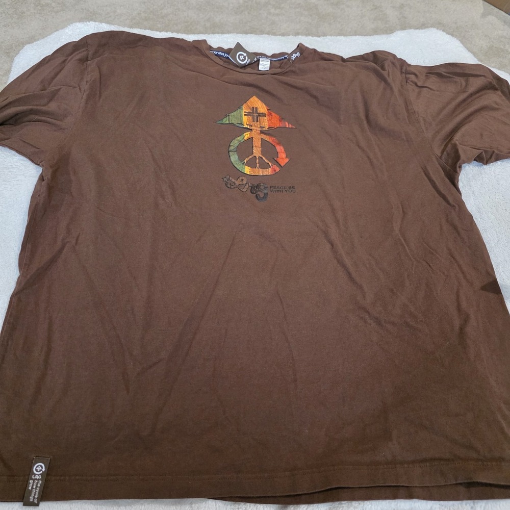 LRG T Tee shirt Men Peace Be With You Skater Retro Grunge Brown Nostalgia 4XL